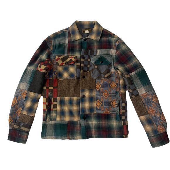 RRL Ralph Lauren Patchwork Overshirt Limited Edition Wool Jacket Men's XS Plaid - Picture 1 of 10